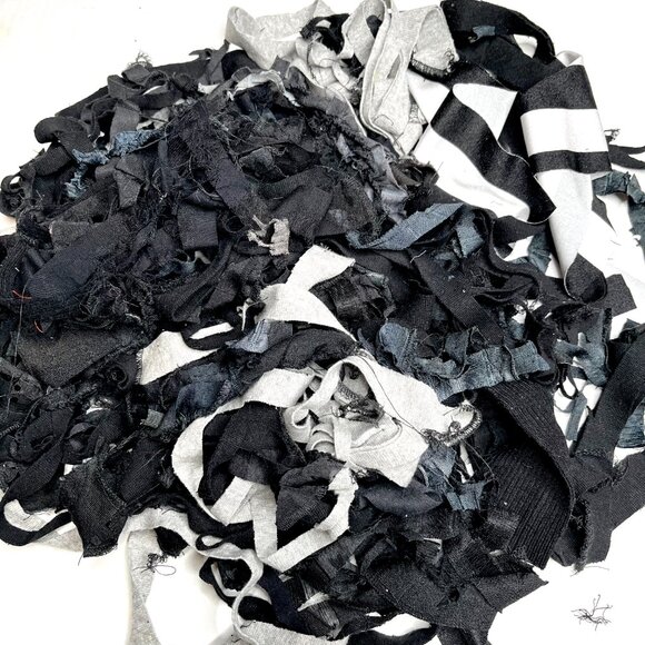 ❤️3/$30! 1/2# Lb Fabric Lot Gray Black Ruffle Fringe Mummy Halloween Cosplay - Picture 3 of 6